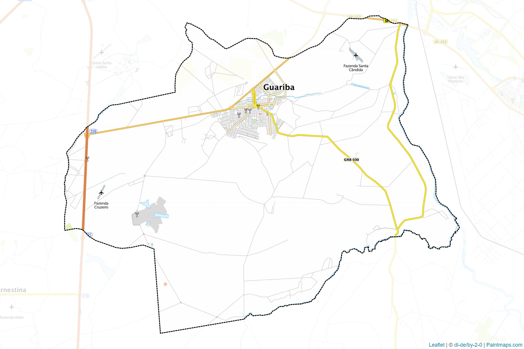 Muestras de recorte de mapas Guariba (Sao Paulo)-1