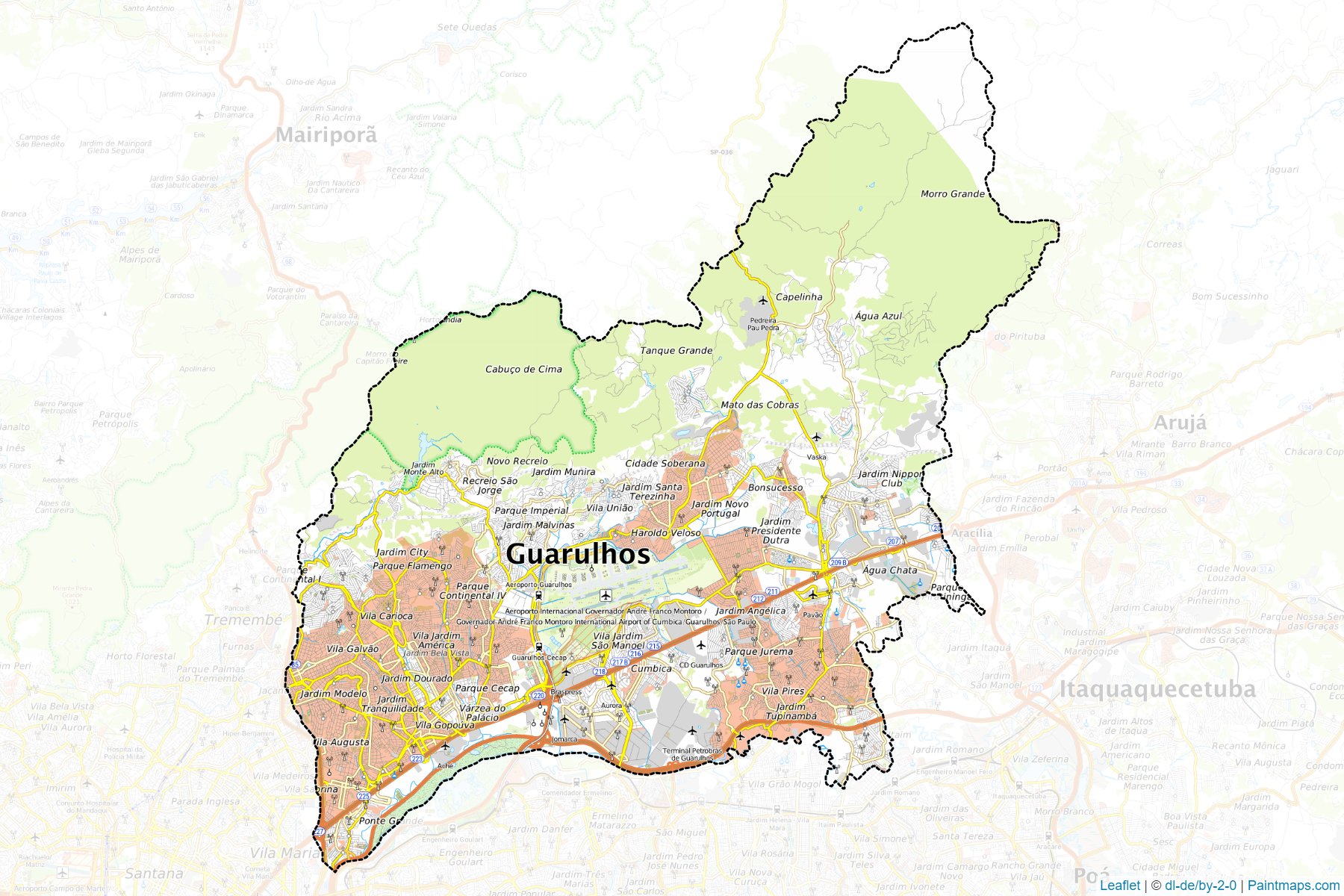 Muestras de recorte de mapas Guarulhos (Sao Paulo)-1