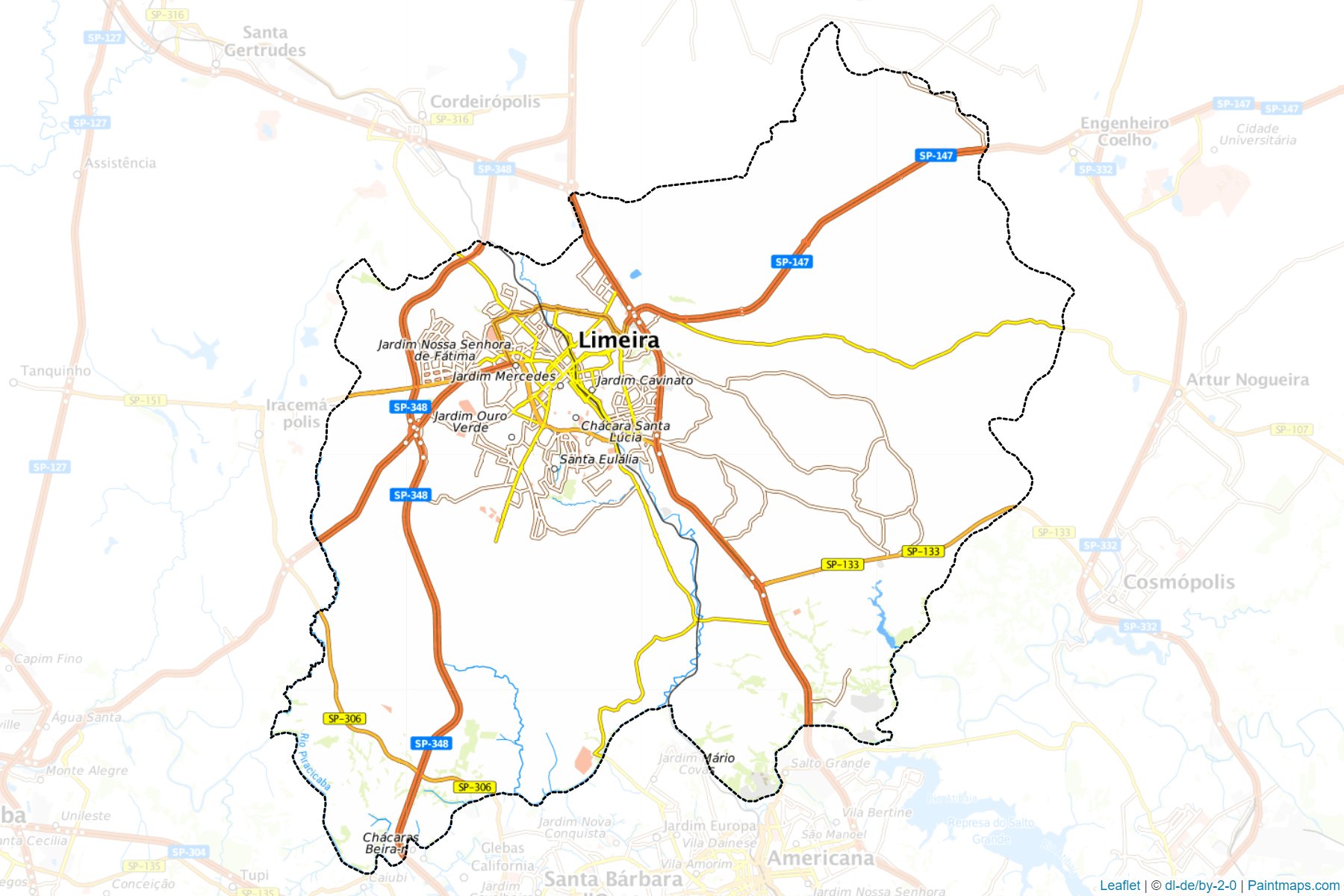 Muestras de recorte de mapas Limeira (Sao Paulo)-1