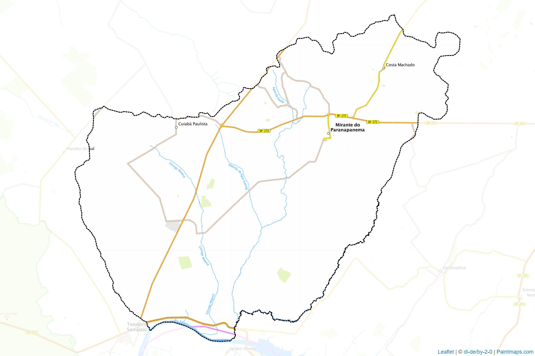 Muestras de recorte de mapas Mirante do Paranapanema (Sao Paulo)-1