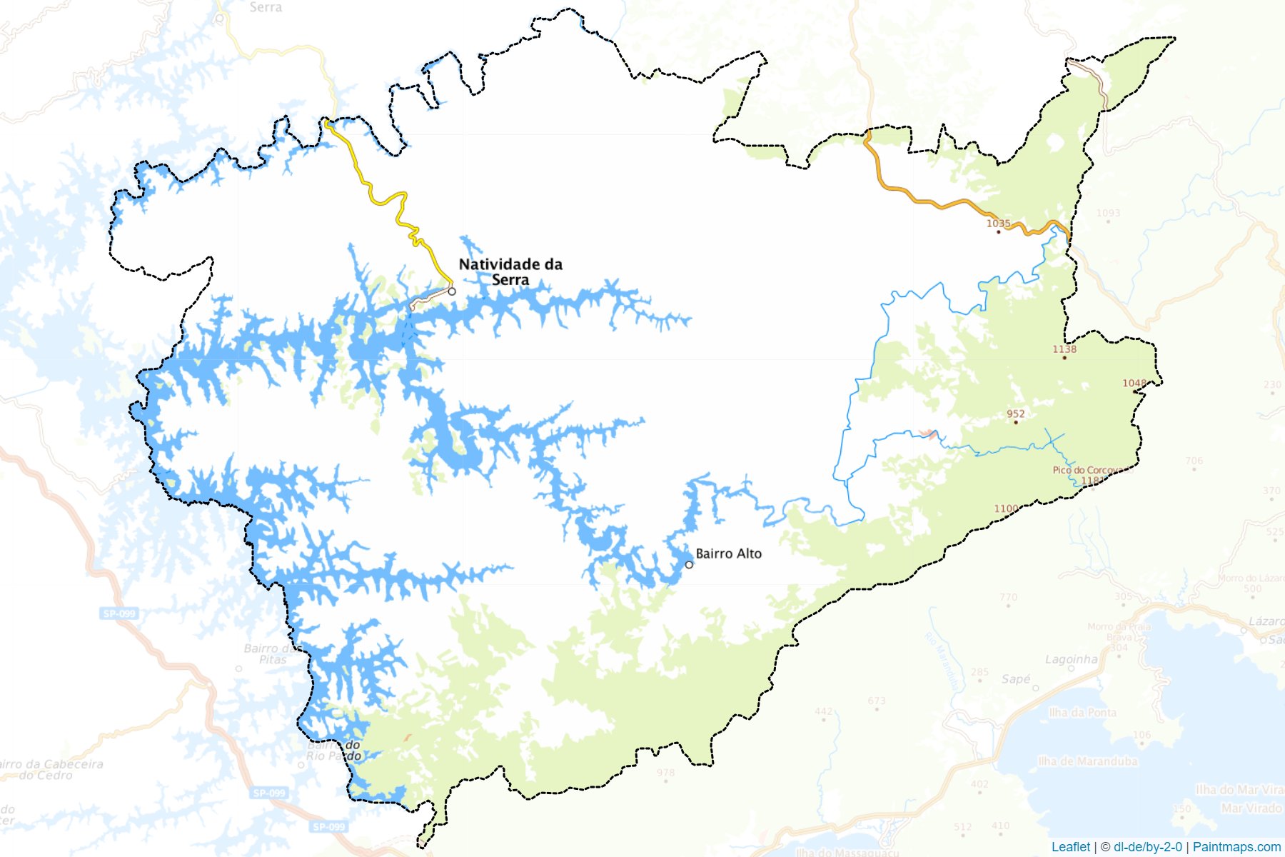 Muestras de recorte de mapas Natividade da Serra (Sao Paulo)-1