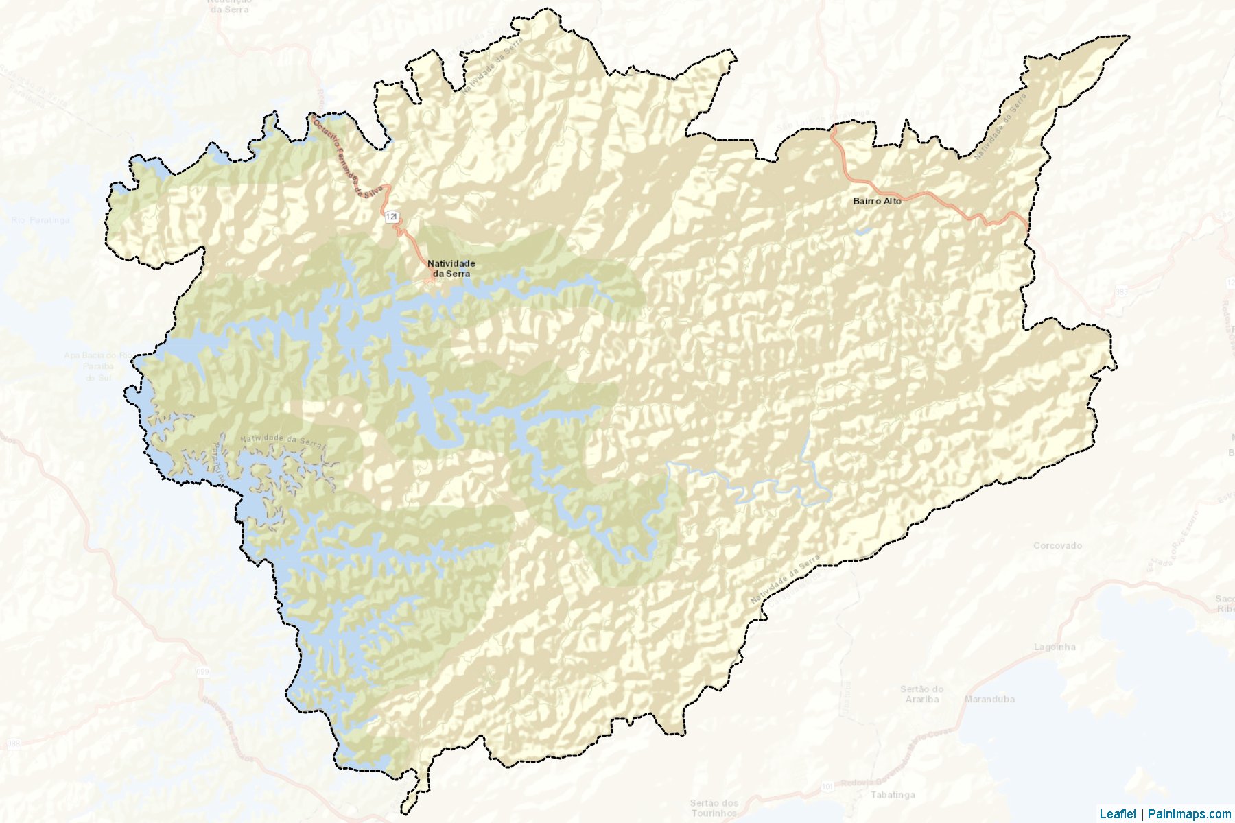 Muestras de recorte de mapas Natividade da Serra (Sao Paulo)-2