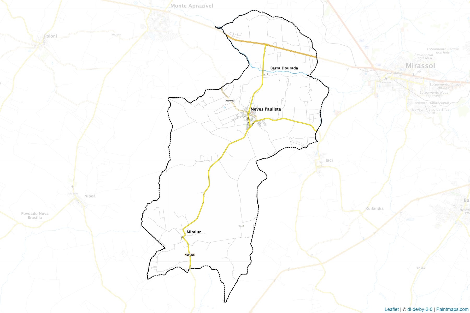 Muestras de recorte de mapas Neves Paulista (Sao Paulo)-1