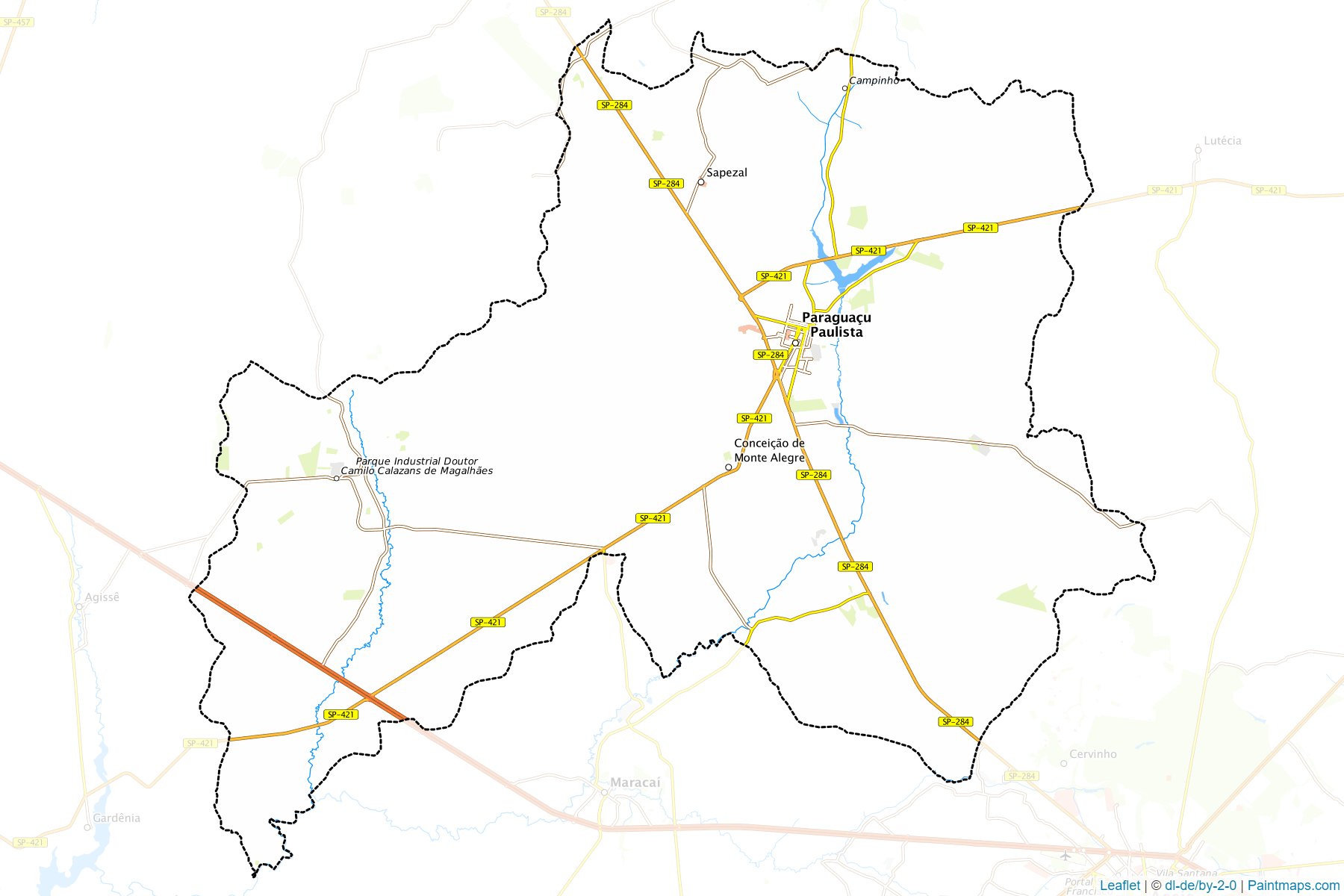 Muestras de recorte de mapas Paraguacu Paulista (Sao Paulo)-1