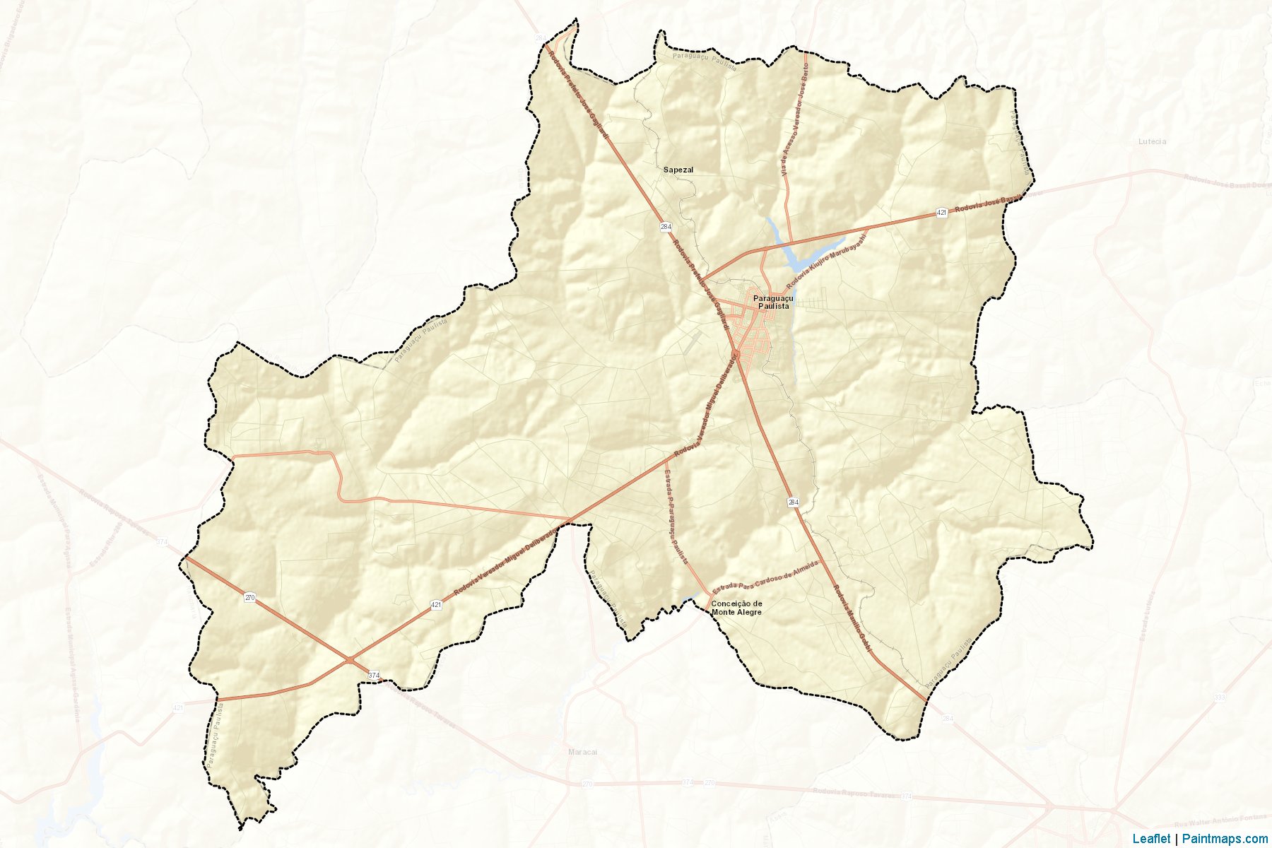 Muestras de recorte de mapas Paraguacu Paulista (Sao Paulo)-2