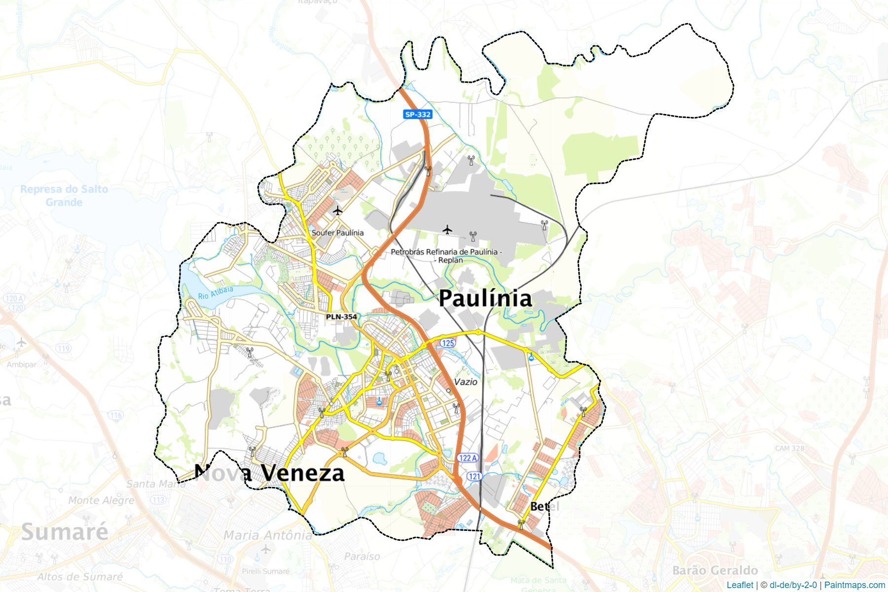 Muestras de recorte de mapas Paulinia (Sao Paulo)-1