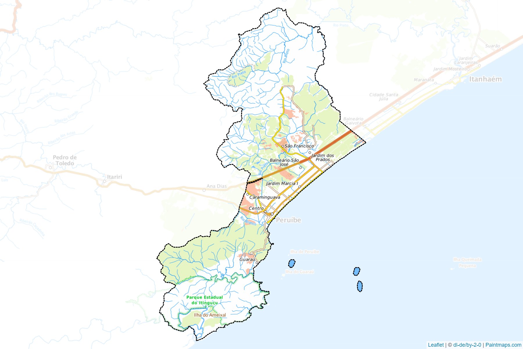 Muestras de recorte de mapas Peruibe (Sao Paulo)-1