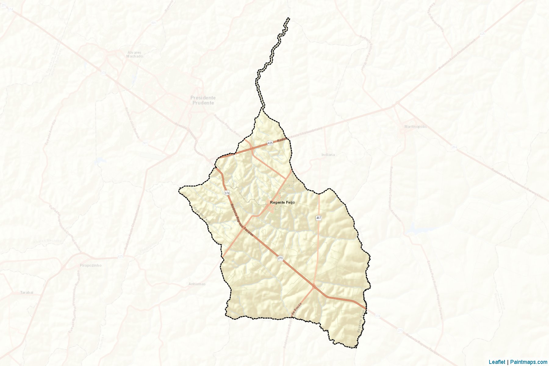 Muestras de recorte de mapas Regente Feijo (Sao Paulo)-2