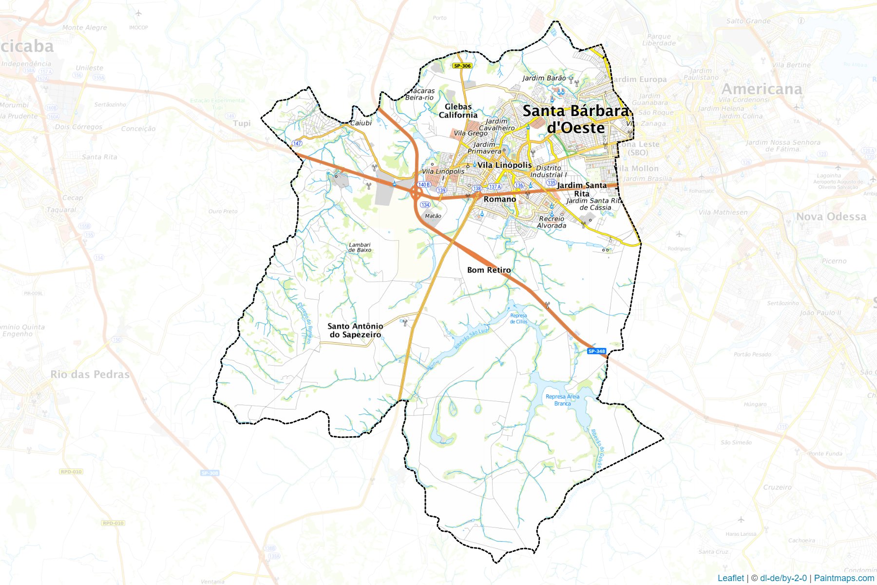 Muestras de recorte de mapas Santa Barbara d'Oeste (Sao Paulo)-1