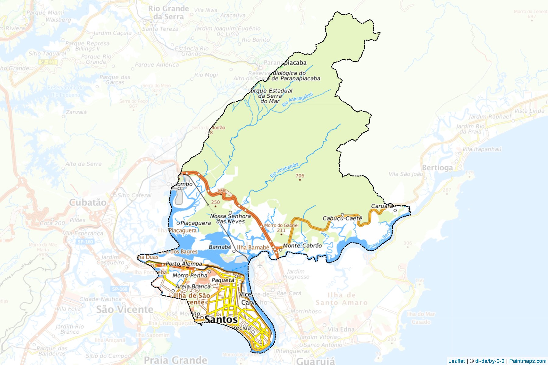 Muestras de recorte de mapas Santos (Sao Paulo)-1