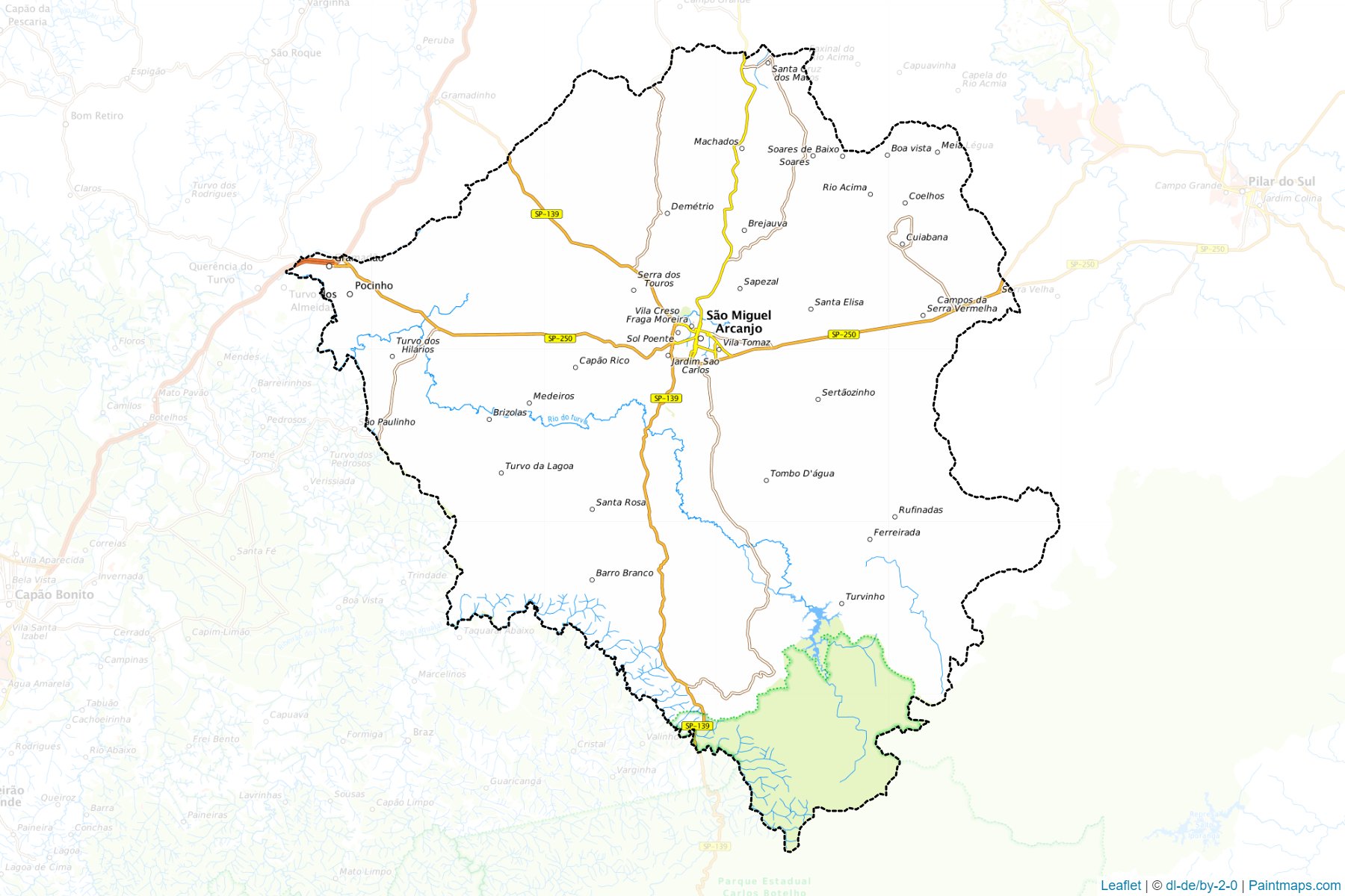 Muestras de recorte de mapas Sao Miguel Arcanjo (Sao Paulo)-1