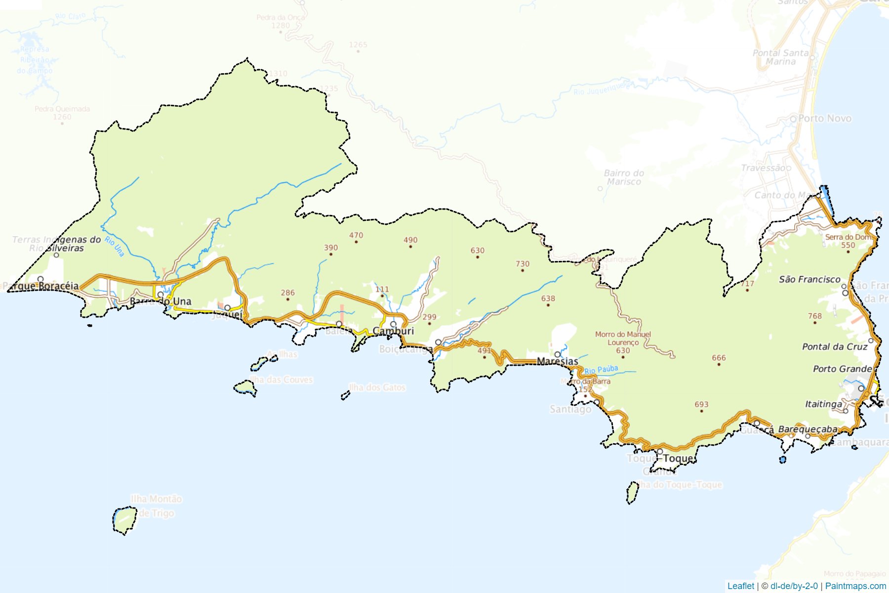 Muestras de recorte de mapas Sao Sebastiao (Sao Paulo)-1