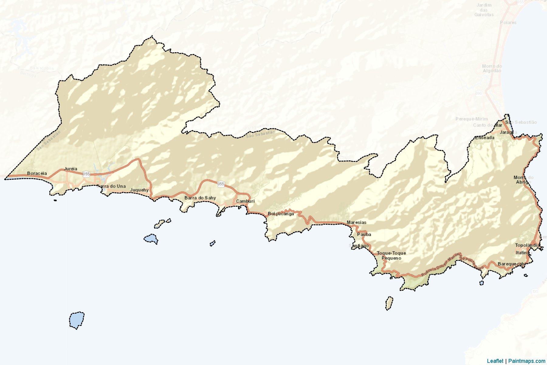 Muestras de recorte de mapas Sao Sebastiao (Sao Paulo)-2