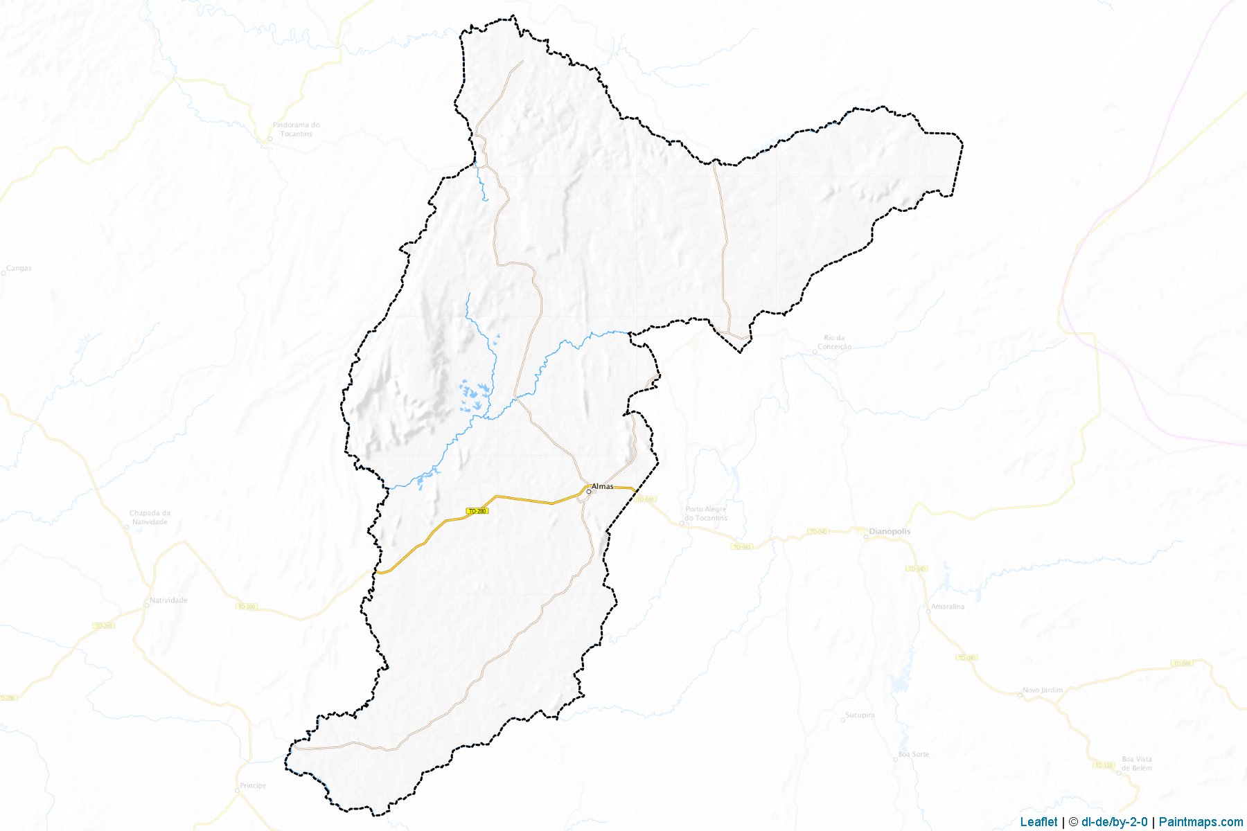 Muestras de recorte de mapas Almas (Tocantins)-1