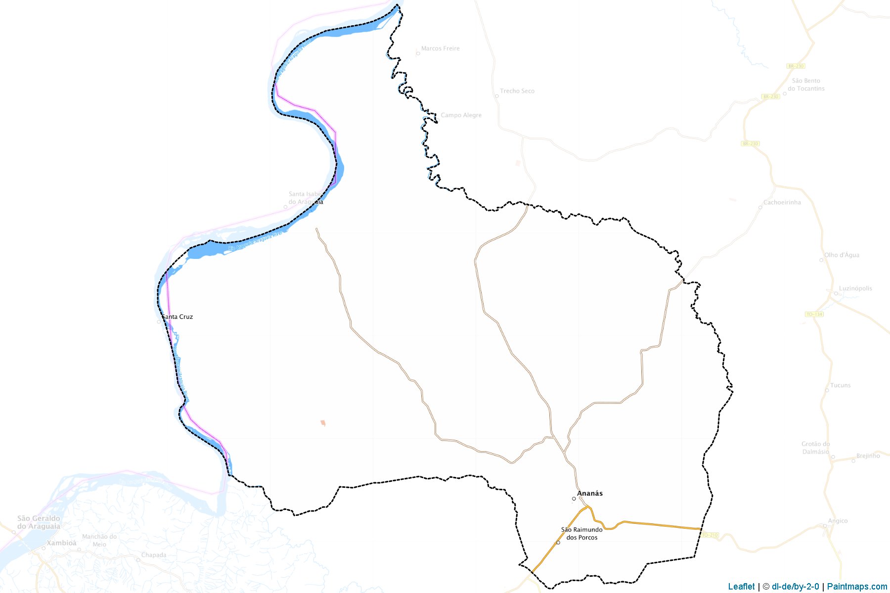 Muestras de recorte de mapas Ananas (Tocantins)-1