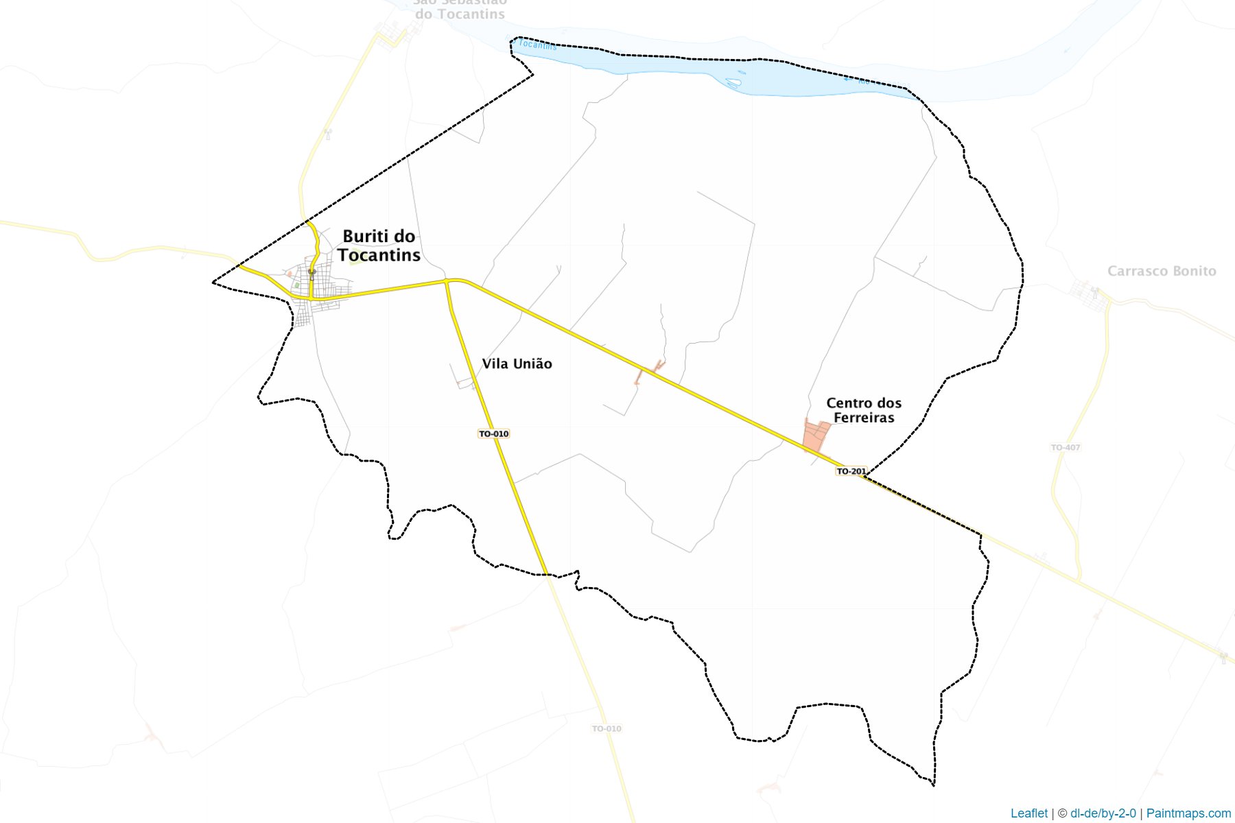 Muestras de recorte de mapas Buriti do Tocantins (Tocantins)-1