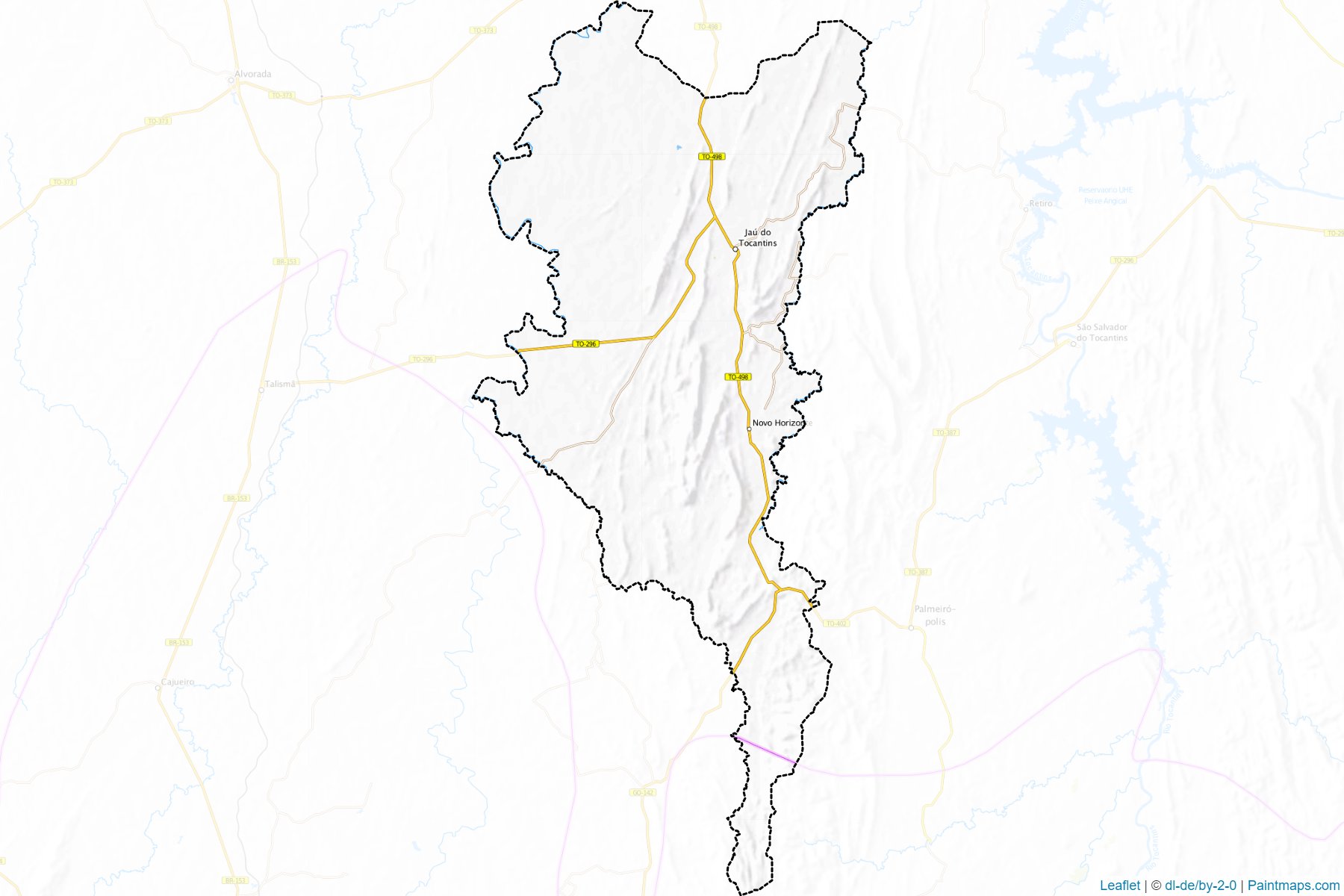 Muestras de recorte de mapas Jau do Tocantins (Tocantins)-1