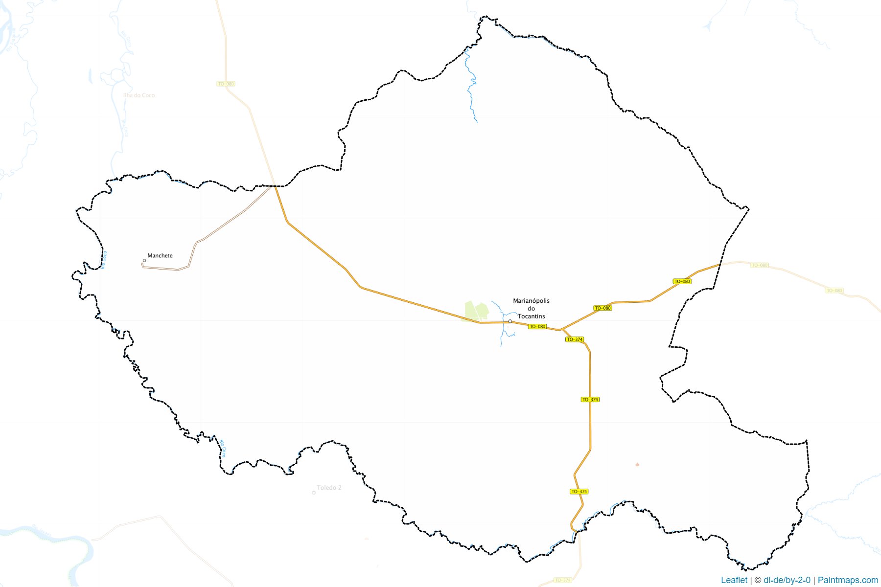 Muestras de recorte de mapas Marianopolis do Tocantins (Tocantins)-1