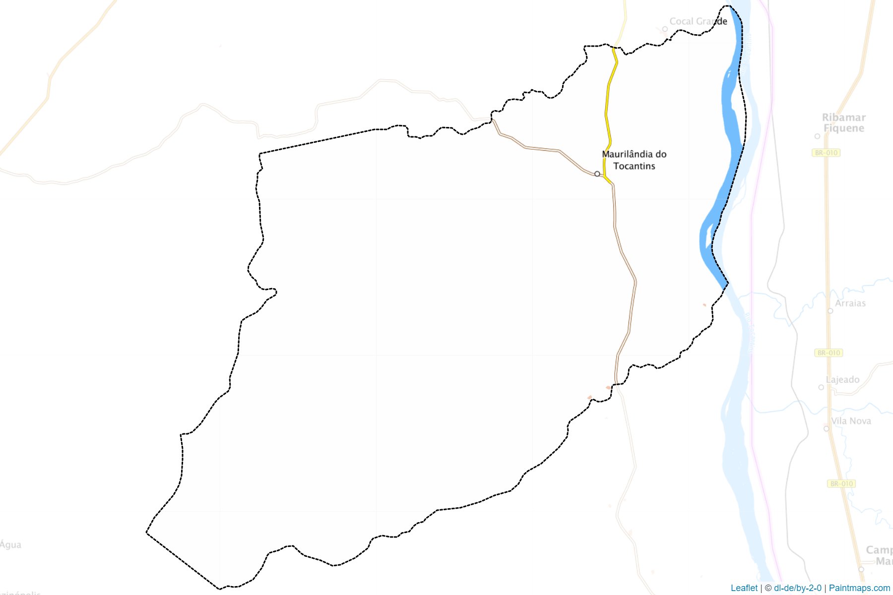 Muestras de recorte de mapas Maurilandia do Tocantins (Tocantins)-1