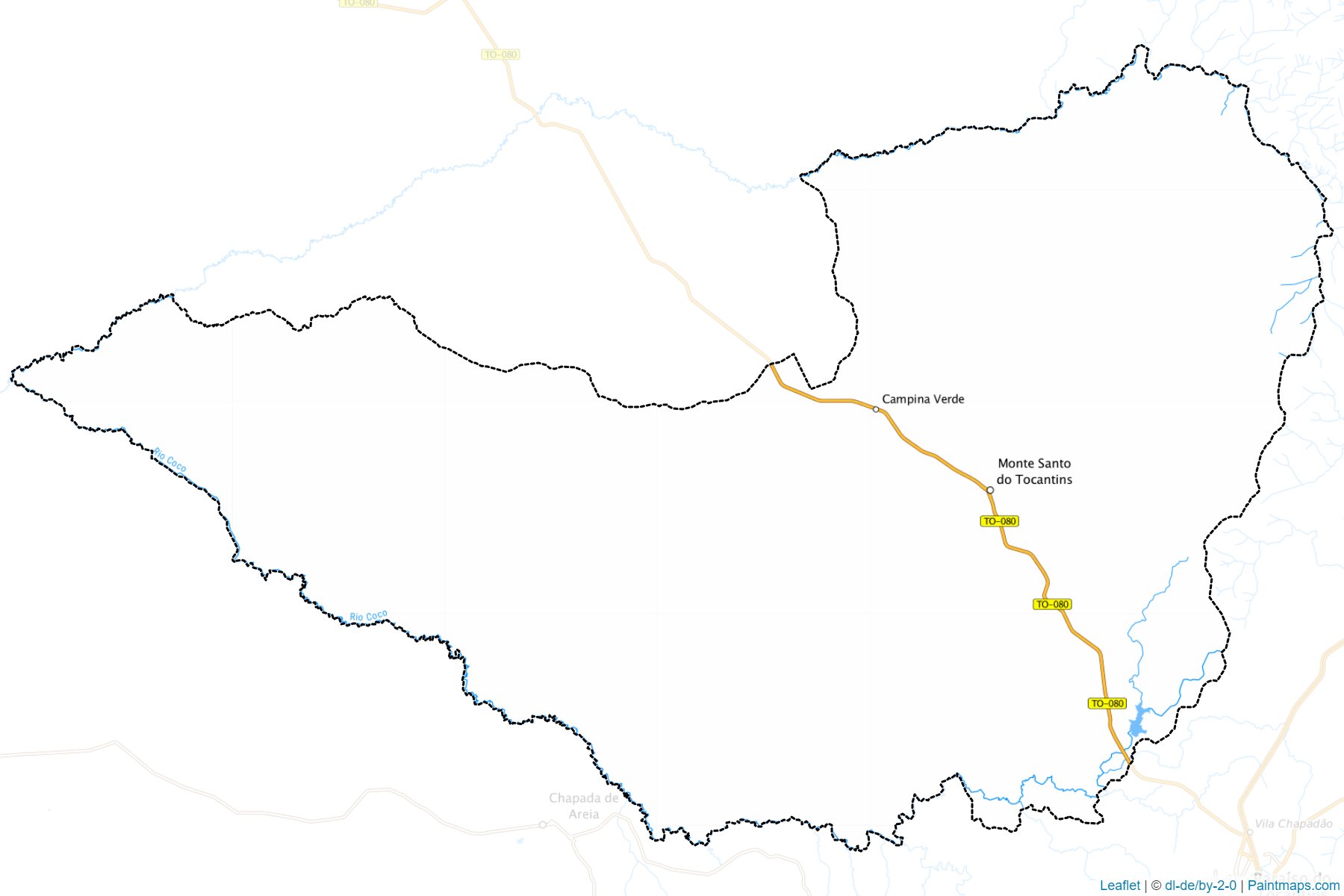 Muestras de recorte de mapas Monte Santo do Tocantins (Tocantins)-1