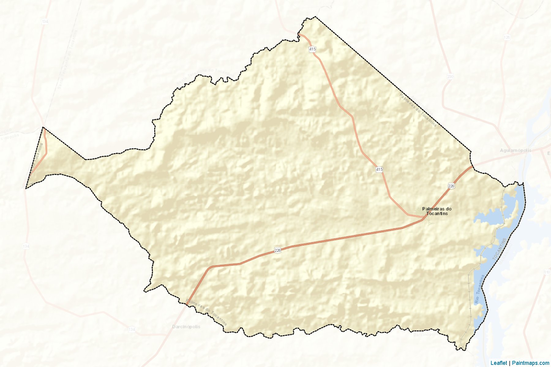 Muestras de recorte de mapas Palmeiras do Tocantins (Tocantins)-2