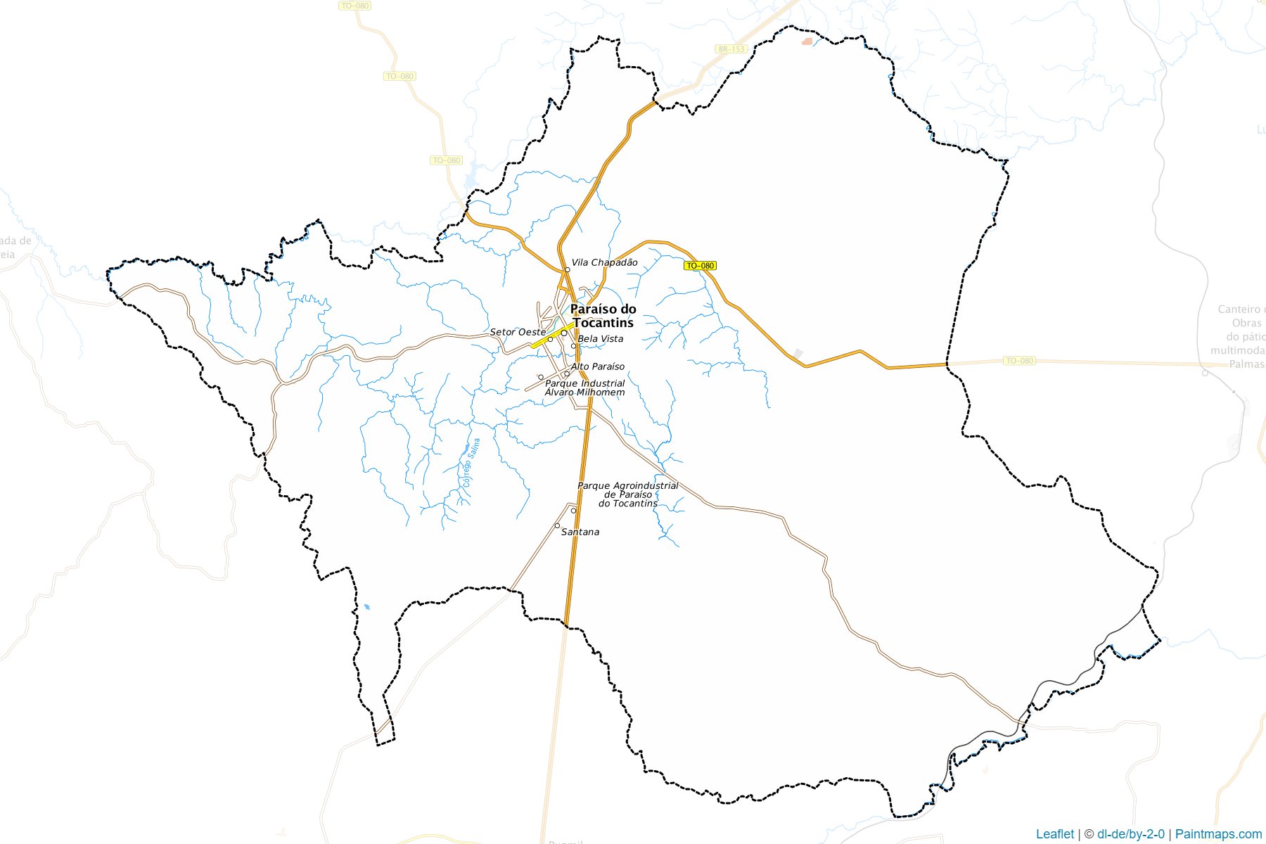 Muestras de recorte de mapas Paraiso do Tocantins (Tocantins)-1