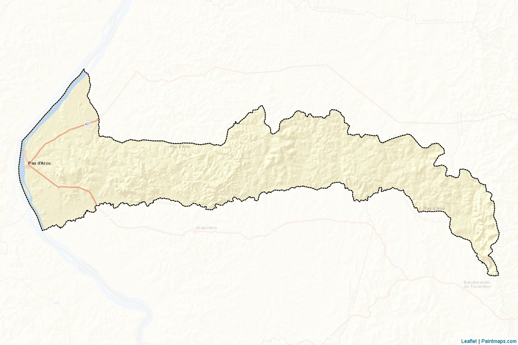 Muestras de recorte de mapas Pau D'Arco (Tocantins)-2