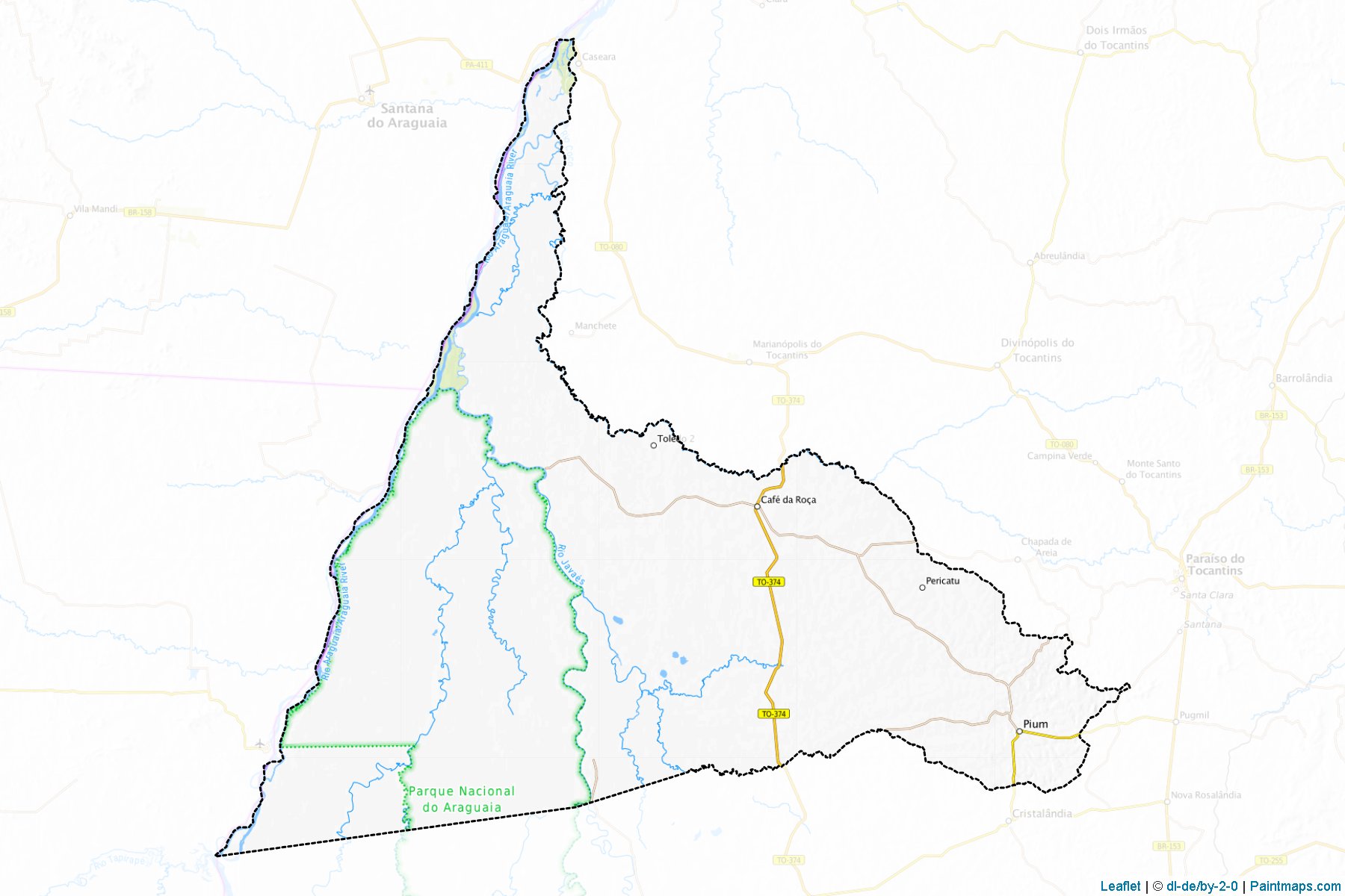 Muestras de recorte de mapas Pium (Tocantins)-1