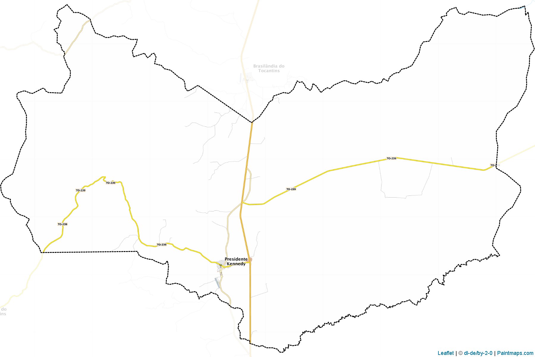 Muestras de recorte de mapas Presidente Kennedy (Tocantins)-1