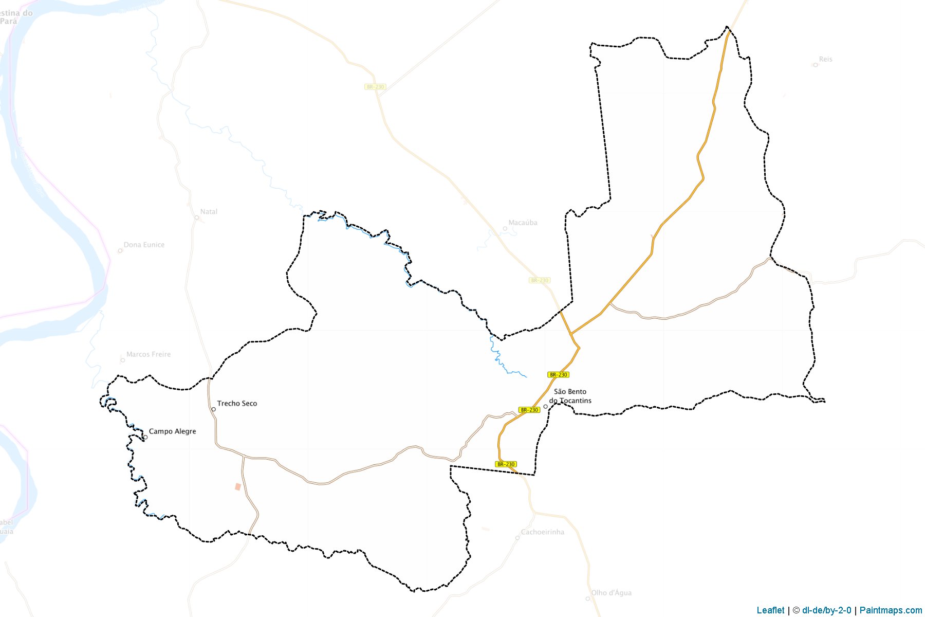 Muestras de recorte de mapas Sao Bento do Tocantins (Tocantins)-1