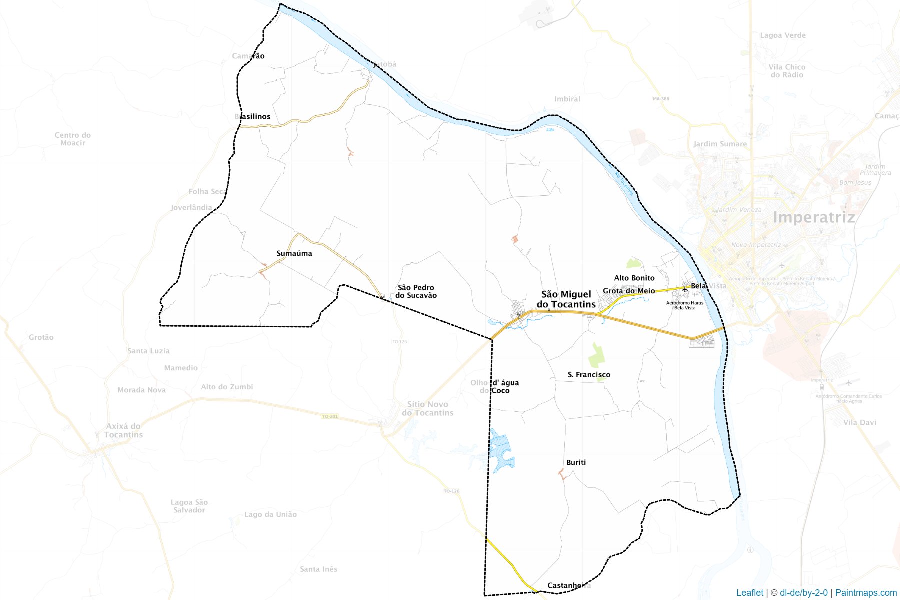 Muestras de recorte de mapas Sao Miguel do Tocantins (Tocantins)-1