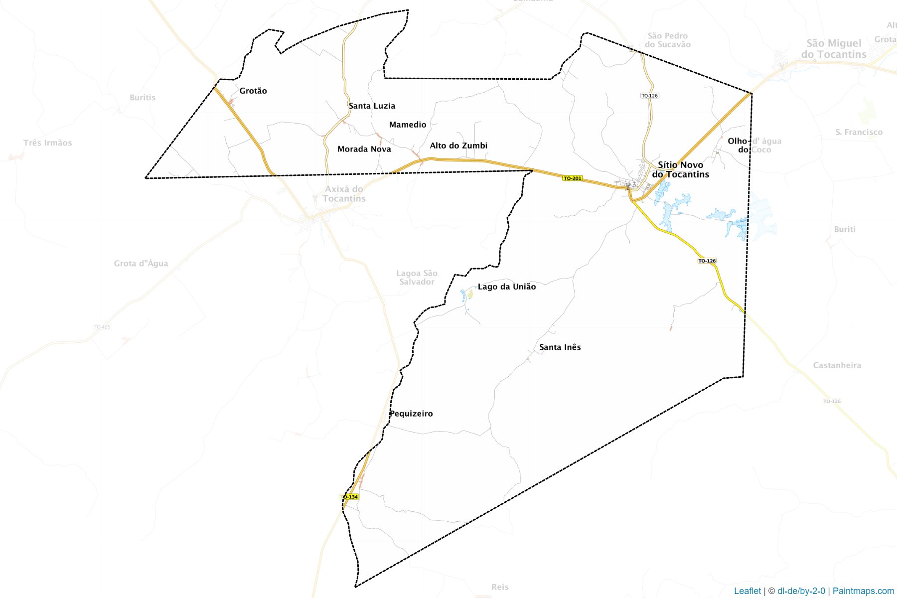 Muestras de recorte de mapas Sitio Novo do Tocantins (Tocantins)-1