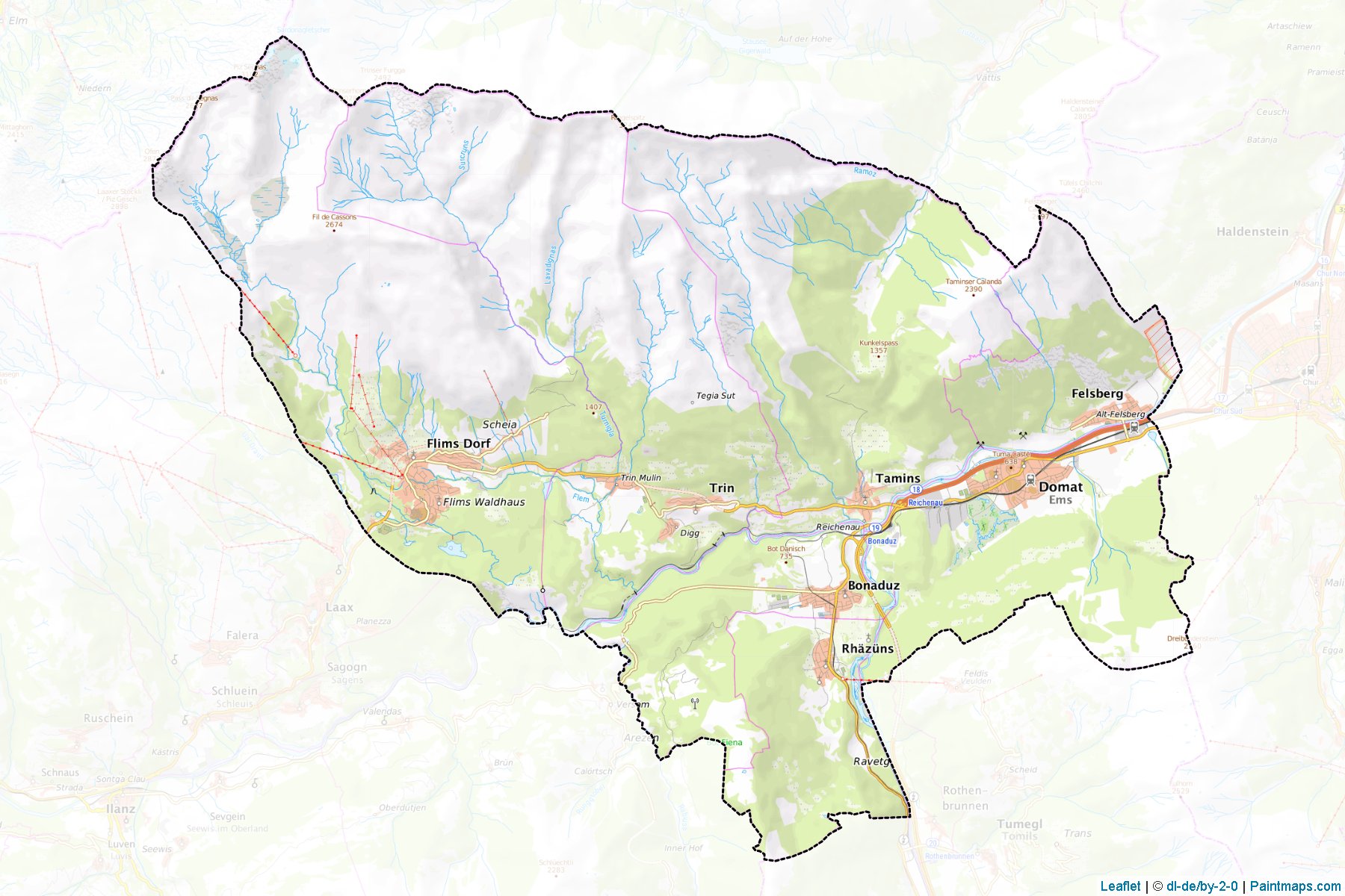 Muestras de recorte de mapas Imboden (Graubunden)-1