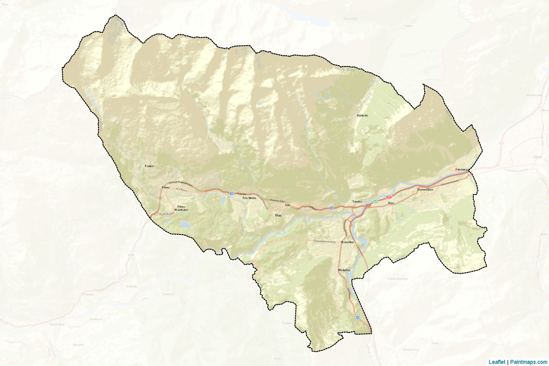 Muestras de recorte de mapas Imboden (Graubunden)-2