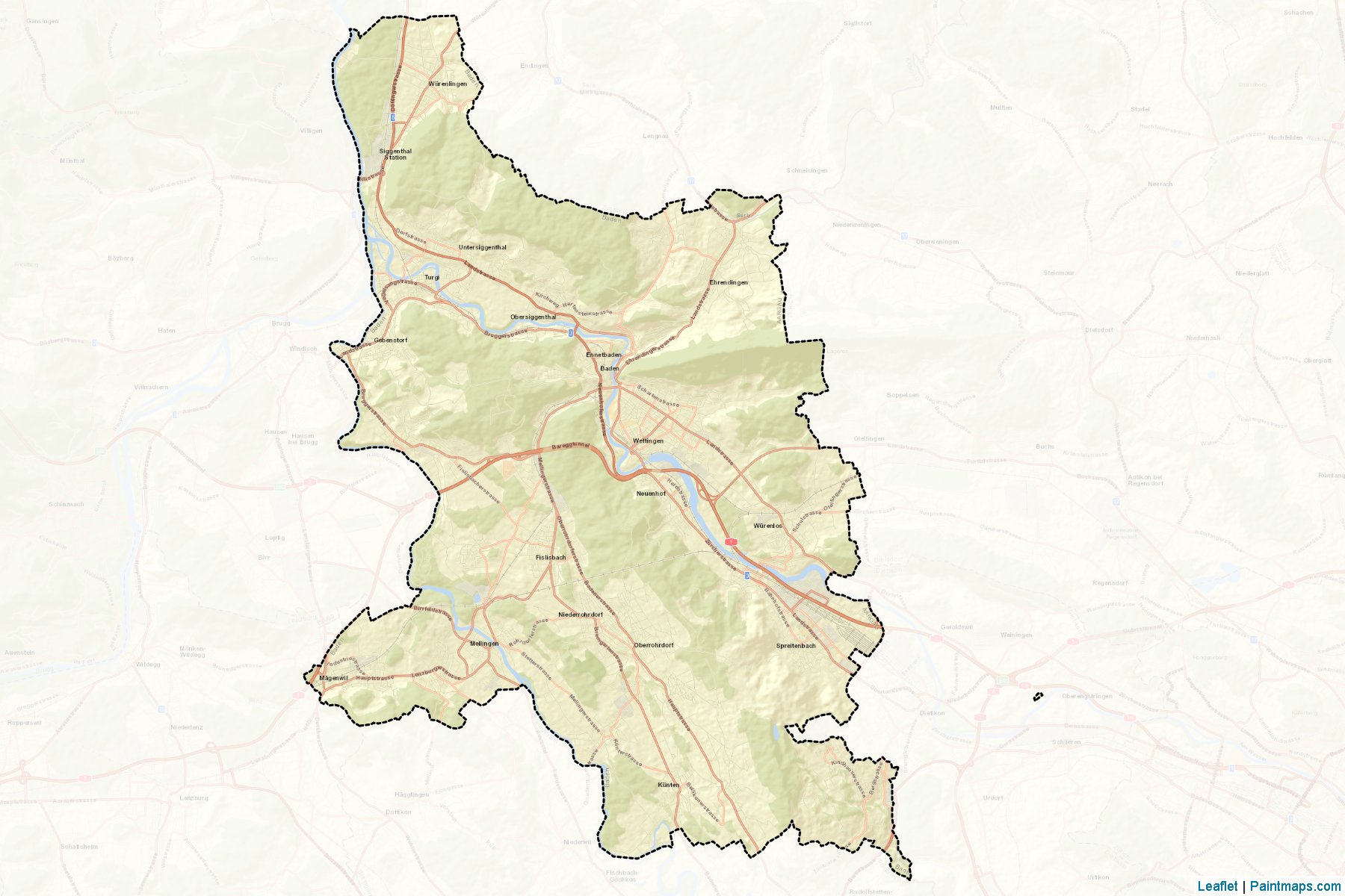 Muestras de recorte de mapas Baden (Aargau)-2