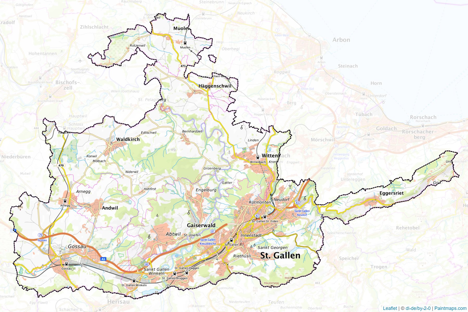 Muestras de recorte de mapas St. Gallen (Saint Gallen)-1