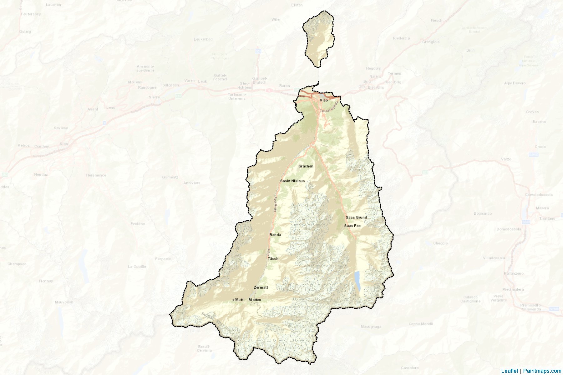 Muestras de recorte de mapas Visp (Valais)-2