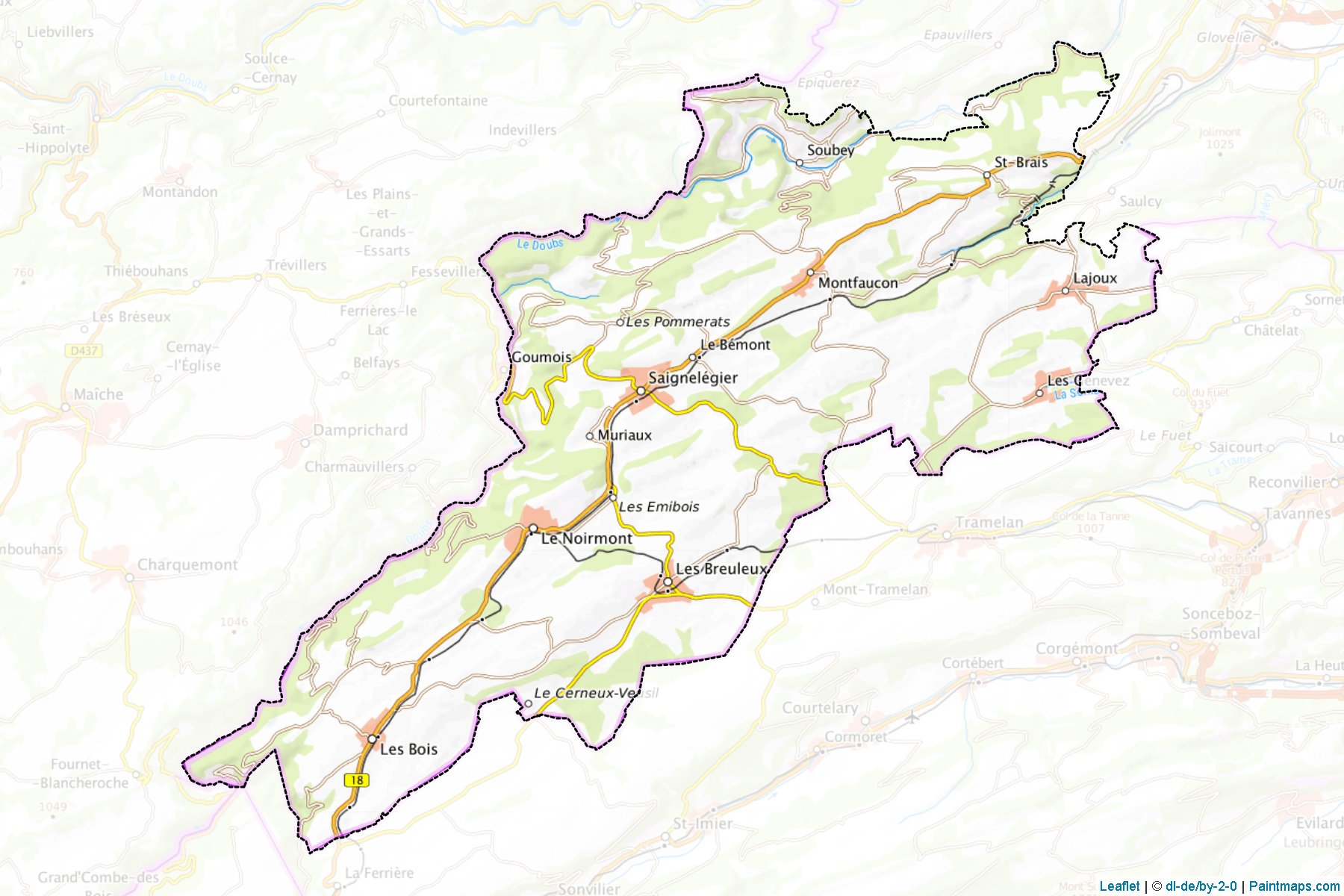 Les Franches-Montagnes (Jura) Map Cropping Samples-1