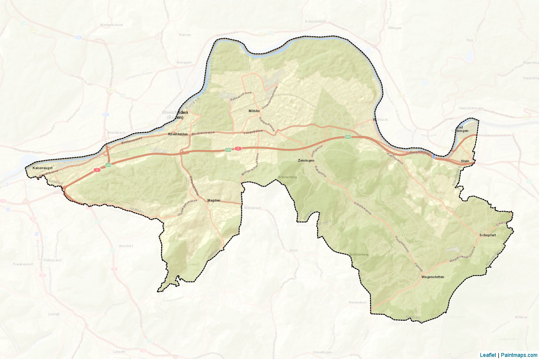 Muestras de recorte de mapas Rheinfelden (Aargau)-2