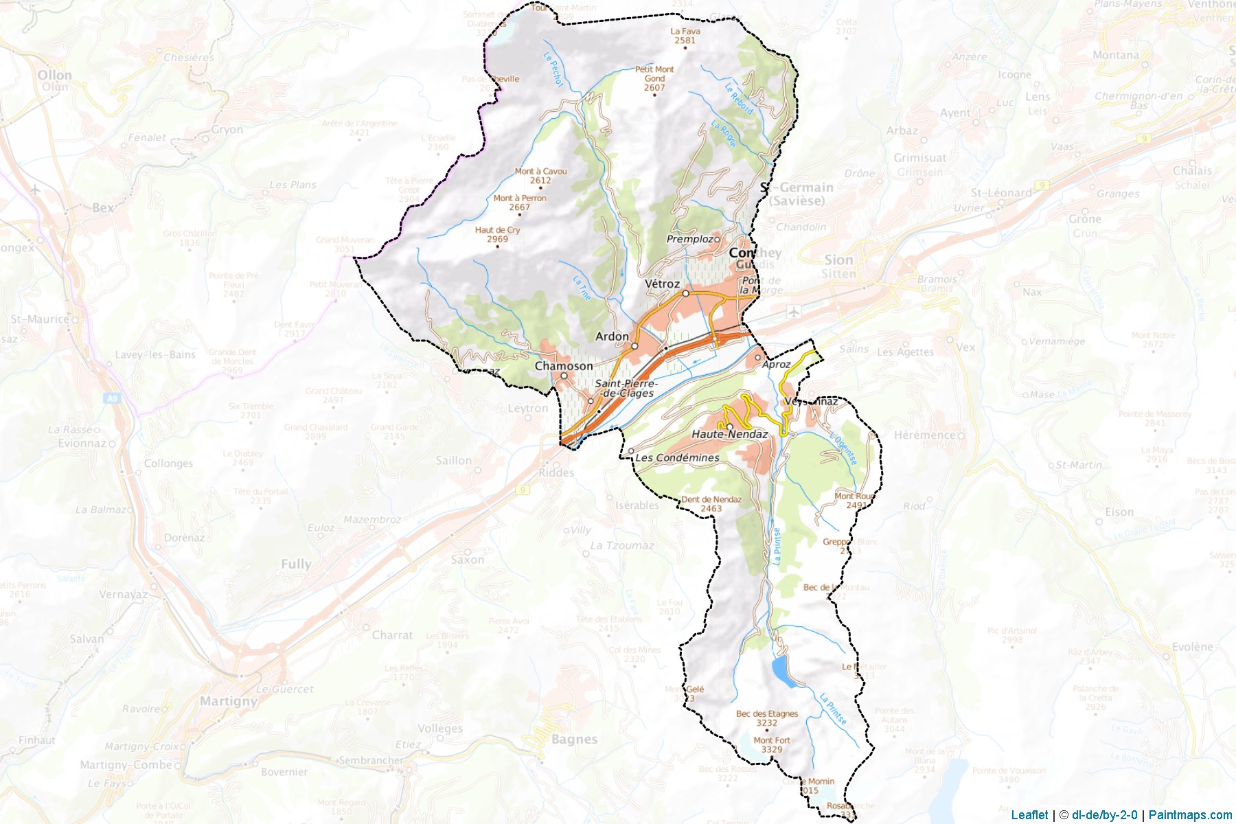 Conthey (Valais) Haritası Örnekleri-1