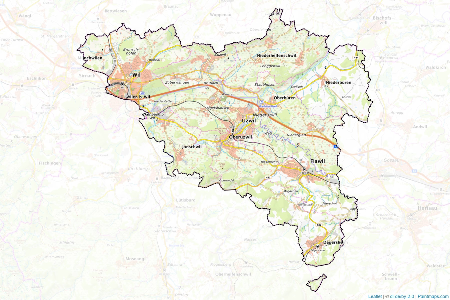 Muestras de recorte de mapas Wil (Saint Gallen)-1