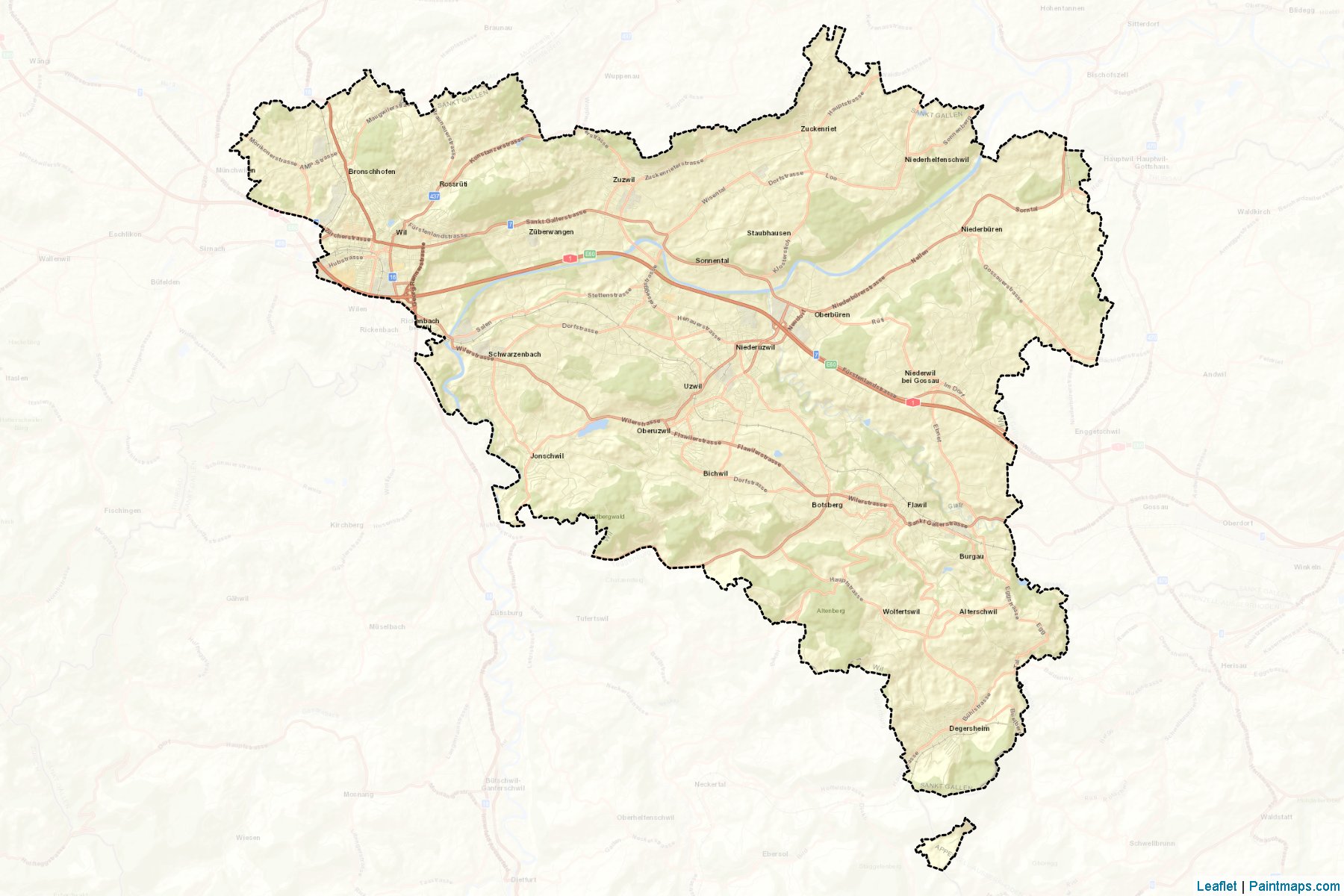 Muestras de recorte de mapas Wil (Saint Gallen)-2