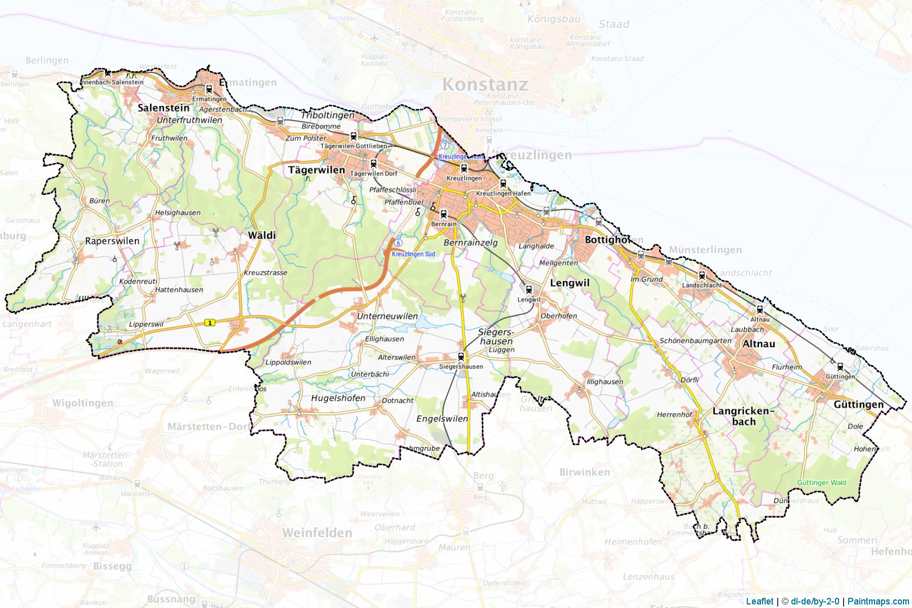 Muestras de recorte de mapas Kreuzlingen (Thurgau)-1