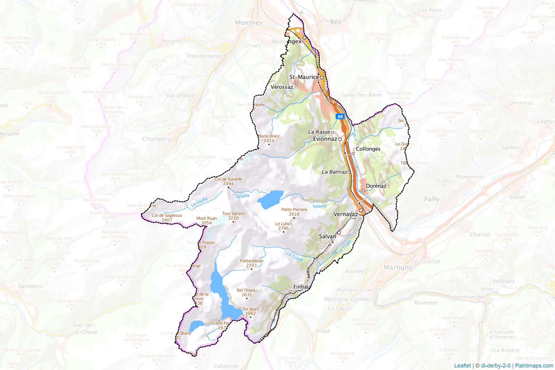 Muestras de recorte de mapas Saint-Maurice (Valais)-1