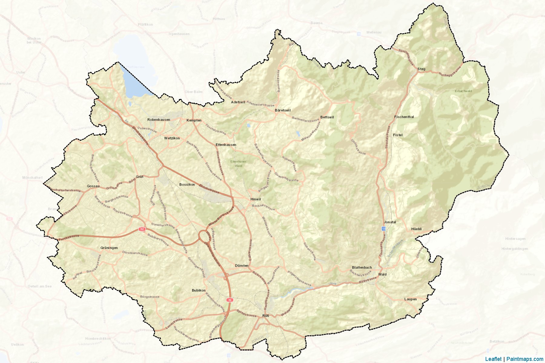 Muestras de recorte de mapas Hinwil (Zurich)-2