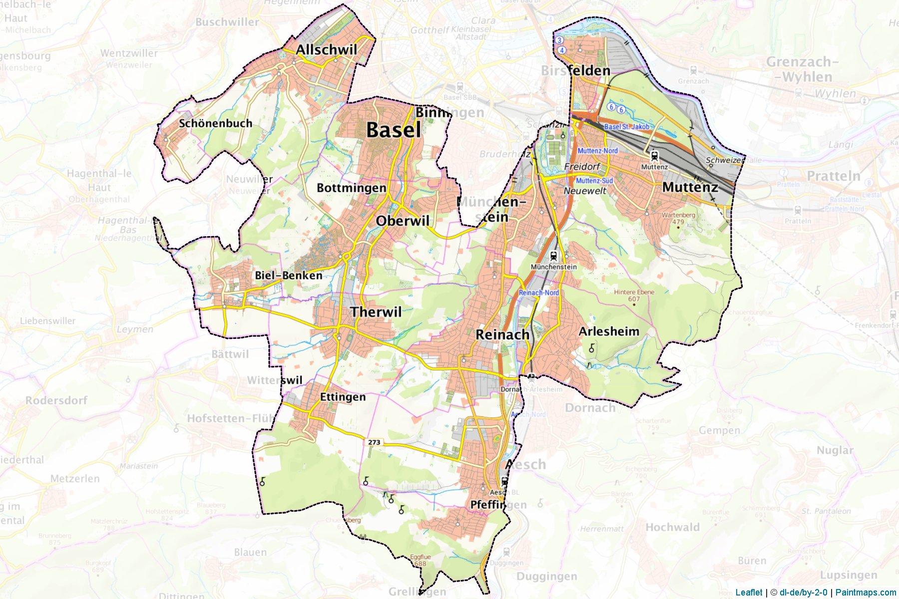 Muestras de recorte de mapas Arlesheim (Basel-Country)-1