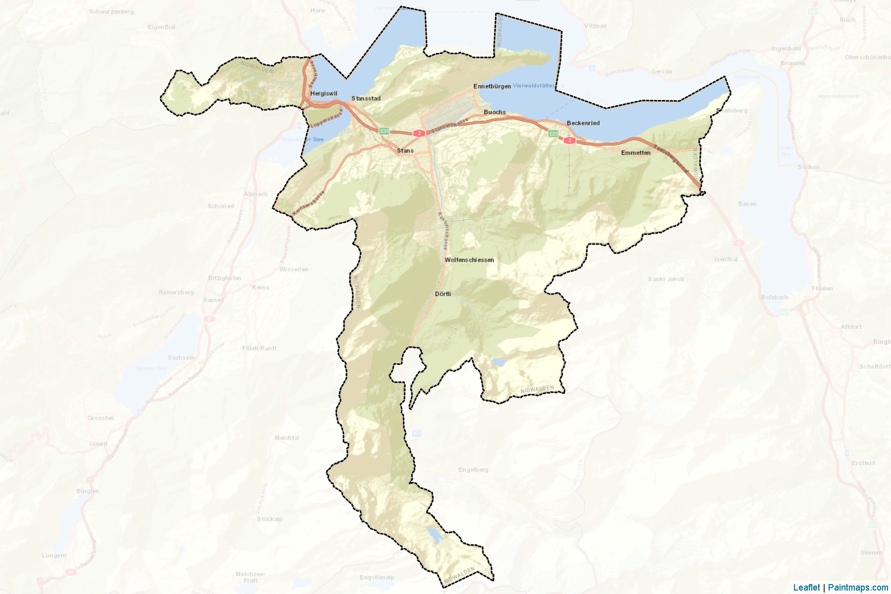 Nidwalden (Nidwalden) Map Cropping Samples-2