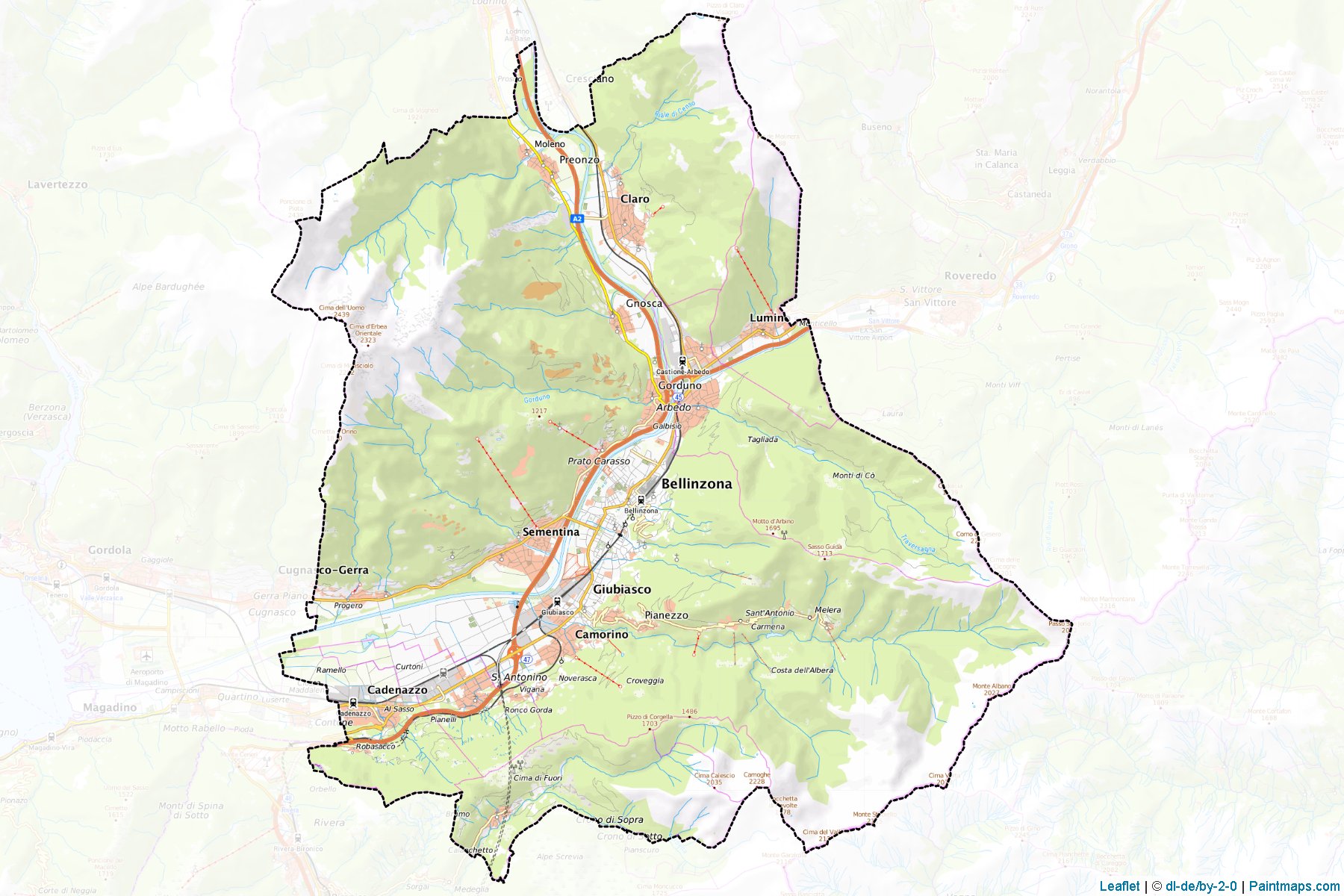 Bellinzona (Ticino) Map Cropping Samples-1