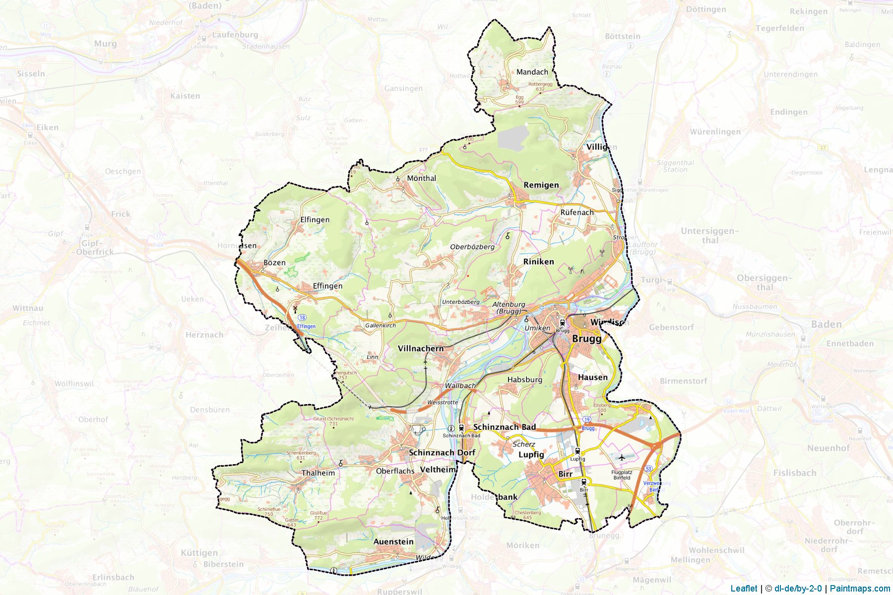 Brugg (Aargau) Map Cropping Samples-1