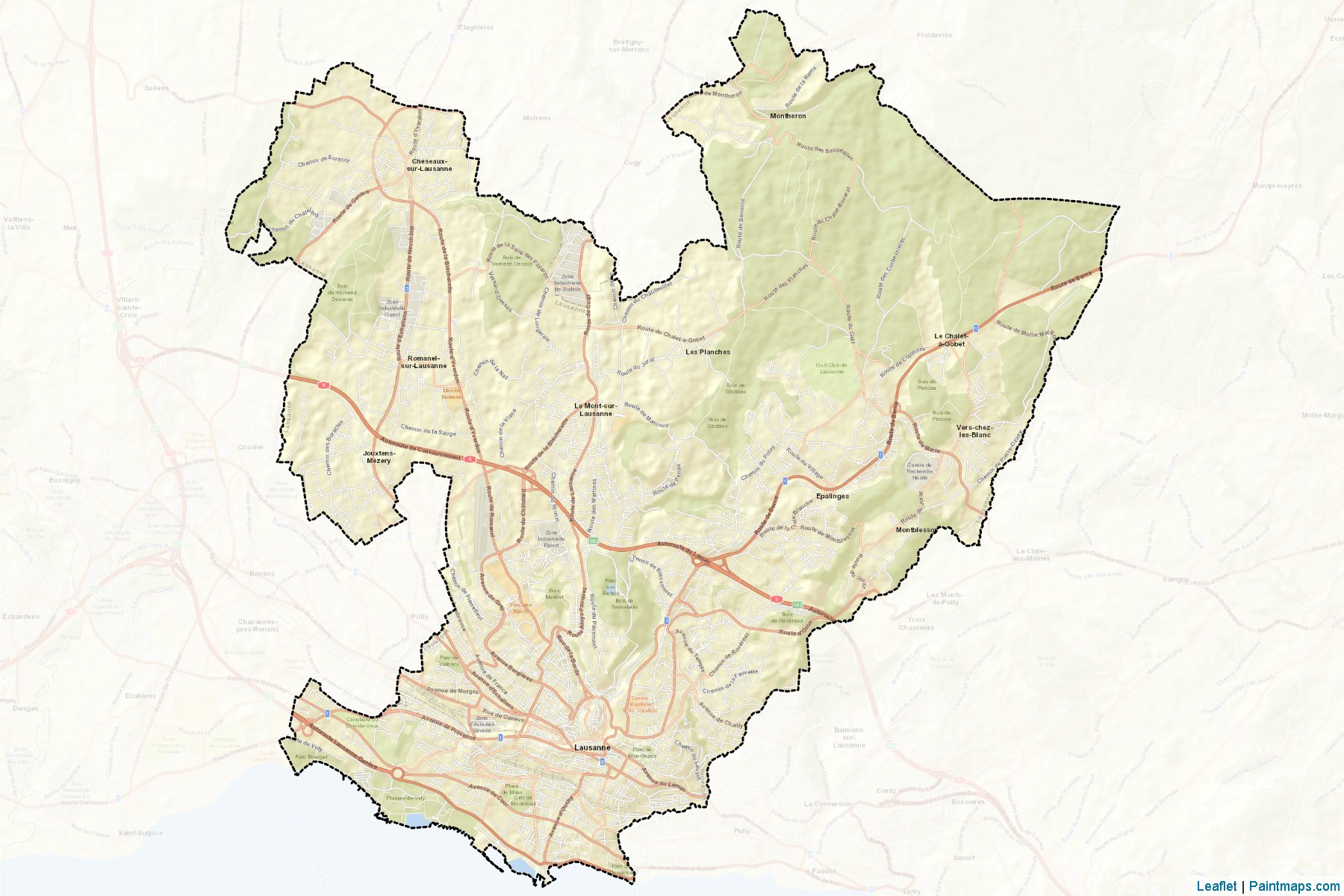 Muestras de recorte de mapas Lausanne (Vaud)-2